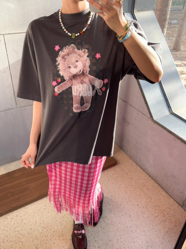 Aubrwn* ベア Tシャツ 深セン南友スポット 25 新作プリント半袖トップス 男女兼用|undefined