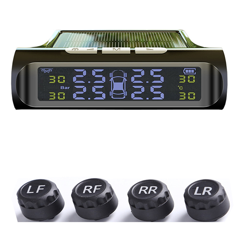 Monitor de presión de neumáticos de automóvil Detección de presión de neumáticos inalámbrica general TPMS Monitoreo de presión de neumáticos solares de alta precisión interno y externo