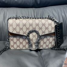 外贸跨境链条包2025新款复古印花单肩斜挎腋下包时尚酒神小方包