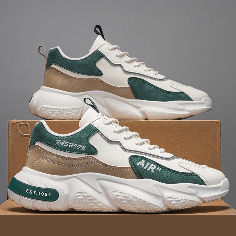2026 New Beige Color-Block Hollow Mesh Men's Shoes, Convertible with Heel Tread, Thick-Soled, Lightweight, Breathable Dad Shoes