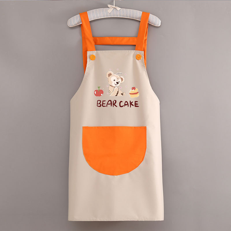 エプロンキッチン家庭用女性韓国版かわいいカップル防水防油料理ウエスト作業服印刷ロゴ印字|undefined