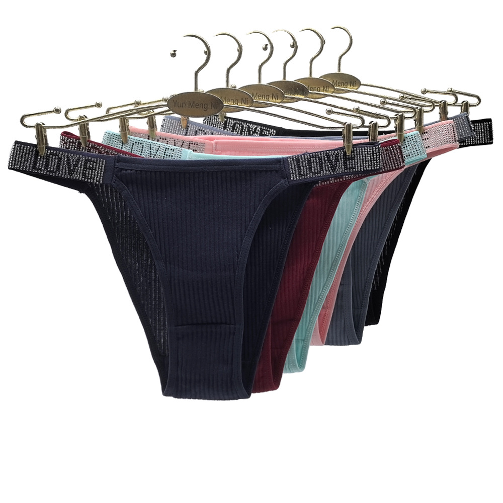 Cross-Border Foreign Trade Double-Strap Rhinestone Sexy Women's Briefs Amazon Supplier Manufacturer European and American Women's Underwear