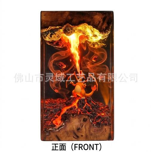 Fire-Breathing Dragon Epoxy Resin Lamp Pokémon Led Glowing Volcanic Eruption Scene Resin Ornament with Solid Wood Base Fire-Breathing Dragon Epoxy Resin Lamp Pokémon Led Glowing Volcanic Eruption Scene Resin Ornament with Solid Wood Base