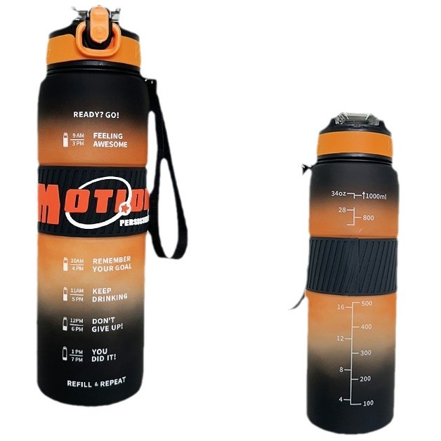 Nueva boquilla de succión de botella de agua esmerilada de color degradado con una sola tecla, correa para niños y niñas, taza de espacio deportivo portátil de gran capacidad