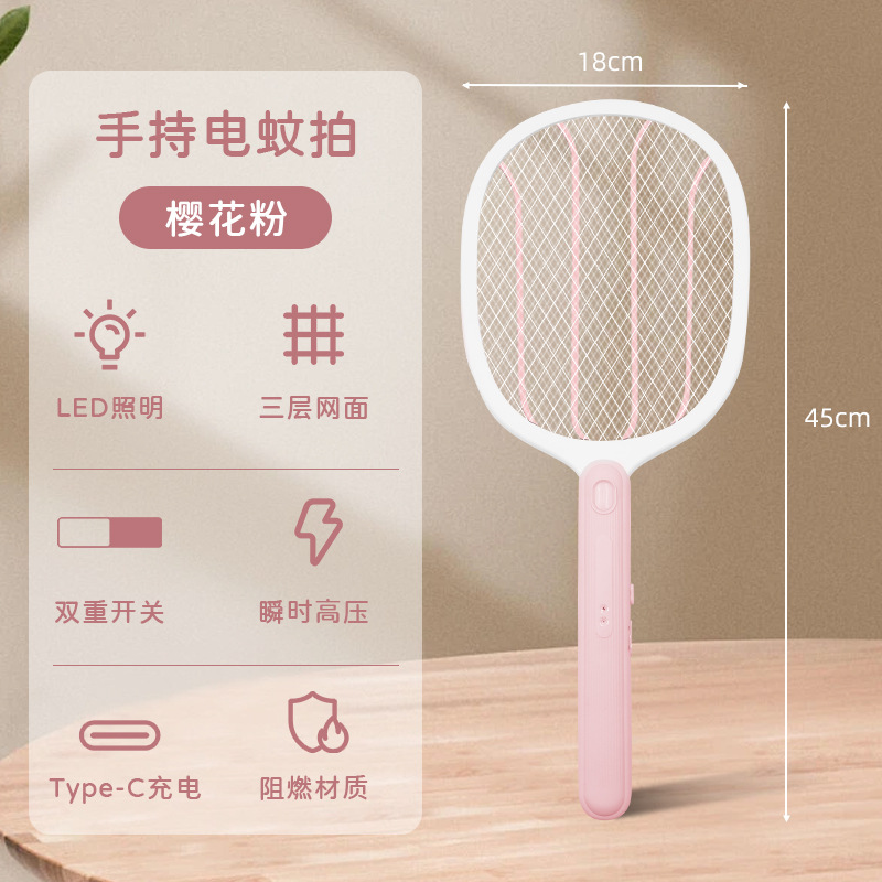 Matamoscas eléctrico, mosquito automático, mosquito recargable, asesino de mosquitos plegable para el hogar, potente matamoscas de malla grande dos en uno al por mayor