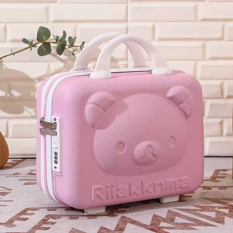 Mini maleta de oso de dibujos animados lindo para niños de 14 pulgadas, maleta de contraseña, maleta de almacenamiento, maleta de embarque, regalo de mano