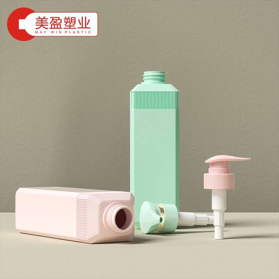Plastic bottle wholesale HDPE shampoo shower gel bottle body lotion press flat square bottle packaging bottle