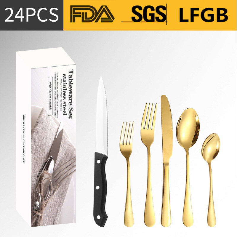 Amazon vajilla de acero inoxidable 24/48/60 traje 1010 cuchillo de carne cuchillo de comida occidental tenedor cuchara de postre cuchara tenedor traje