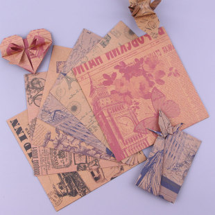 Square Retro Poster Handmade Origami Newspaper Style Paper Crane Folded Paper Material Kidsren Students Art Colorful Horse Small