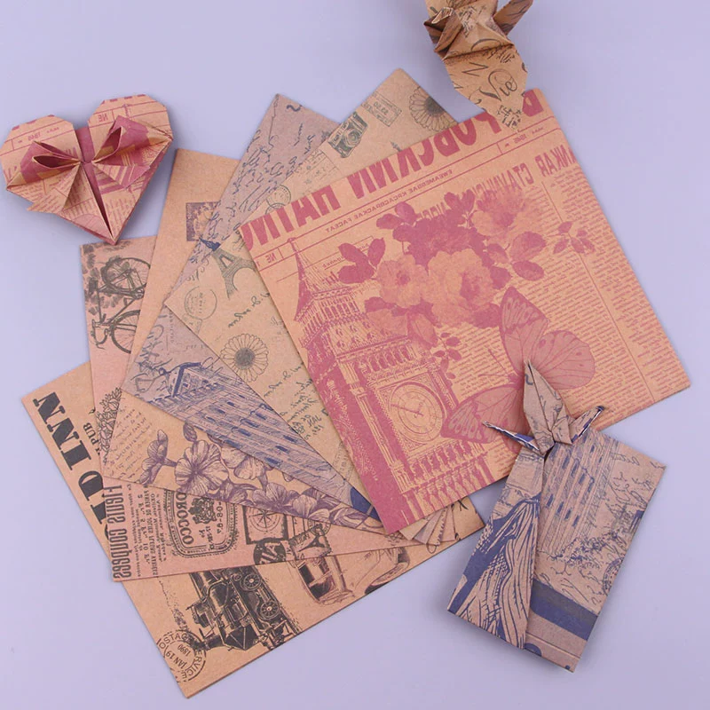 Квадратный ретро-плакат ручной работы, оригами, газетный стиль, бумажный журавль, складной бумажный материал, детский и студенческий художественный цвет, лошадь, маленький