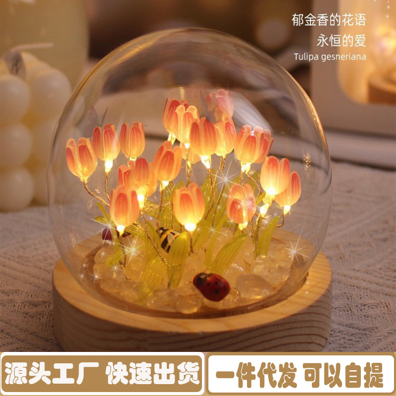 Tulipán luz de la noche hecha a mano material bricolaje paquete lámpara Mesa salón cumpleaños regalo del Día Las Mujeres novias
