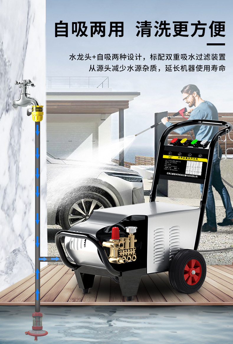 Black Cat High-Pressure Car Washing Machine 220V380 Commercial High-Power Industrial Farm Car Wash Shop Ultra-High-Pressure Cleaning Machine