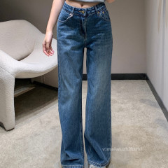 TOMOON复古水洗高腰牛仔裤女 早秋新款显瘦百搭直筒长裤 ZK63305