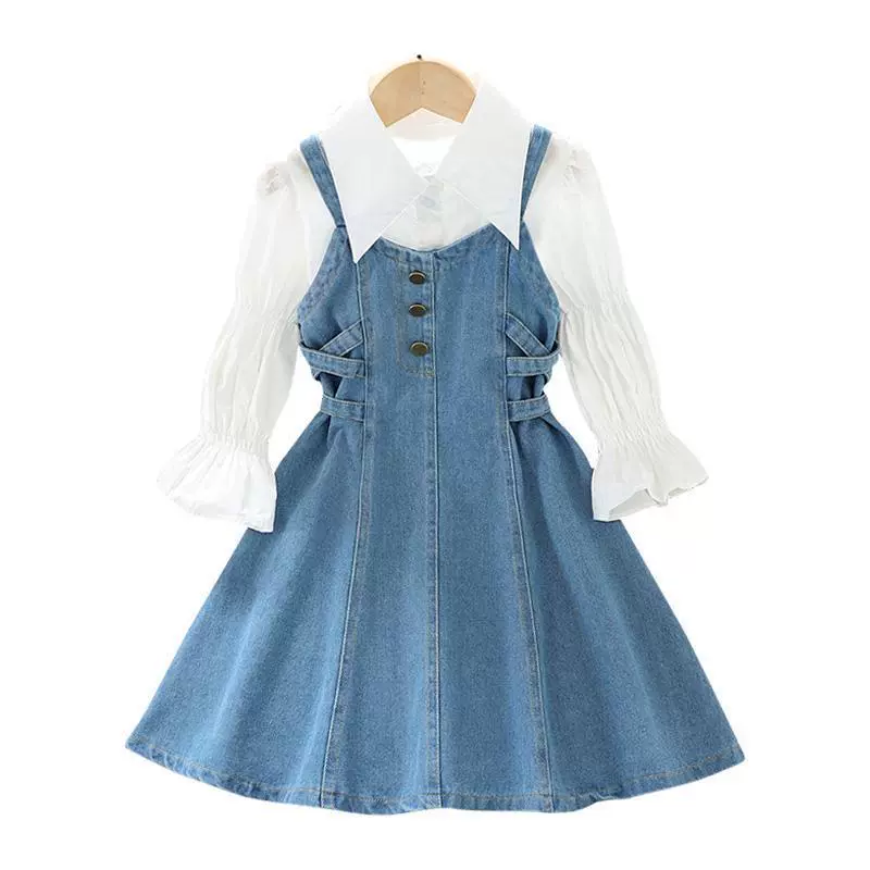 Spring denim dress, skirt, autumn set, children's clothing, for teenagers, western style