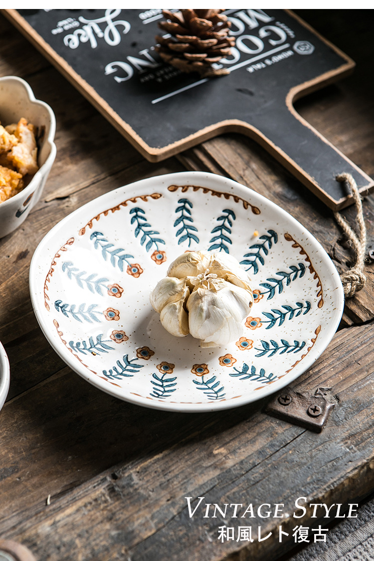 复古小花粗陶餐具