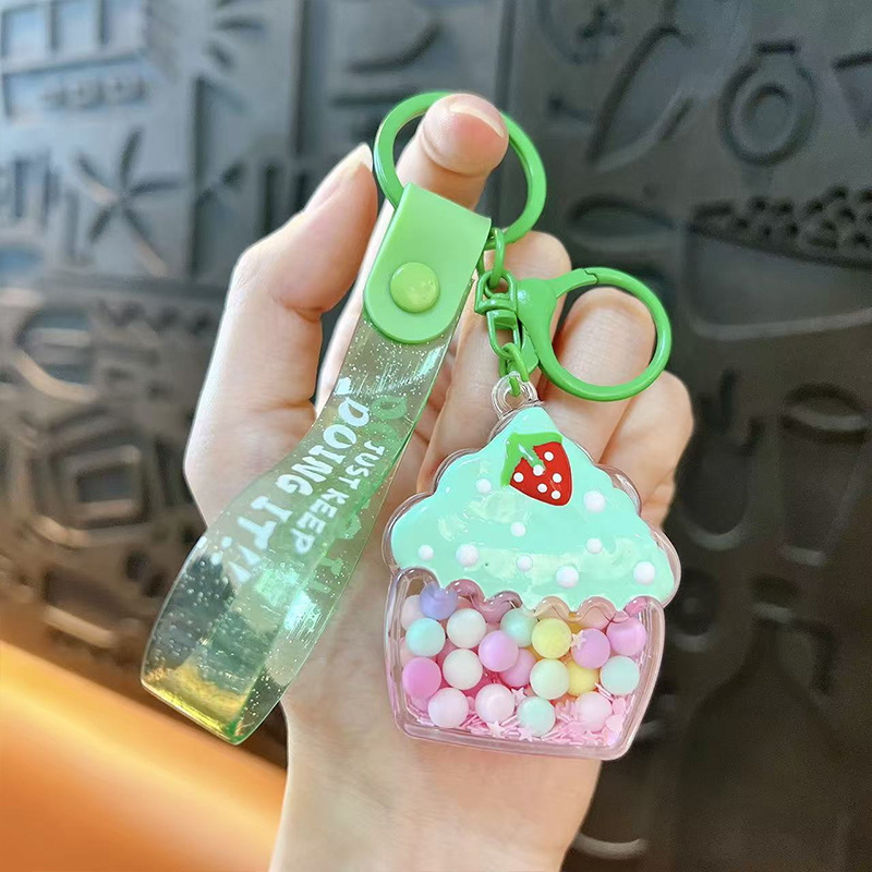 クリエイティブな新しいバタービーンアイスクリームキーホルダーかわいいバッグペンダント車のキーチェーングラバーギフト卸売|undefined