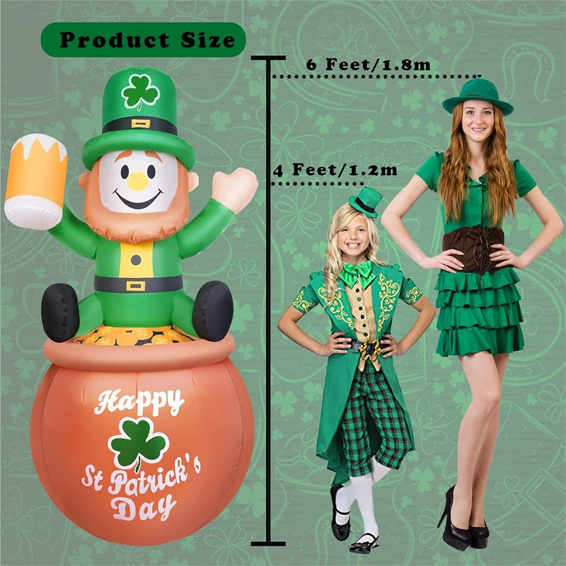 Трансграничное Новое Надувное пиво St. Patrick's Day старое ирландское пиво украшение для вечеринок светящийся Клевер