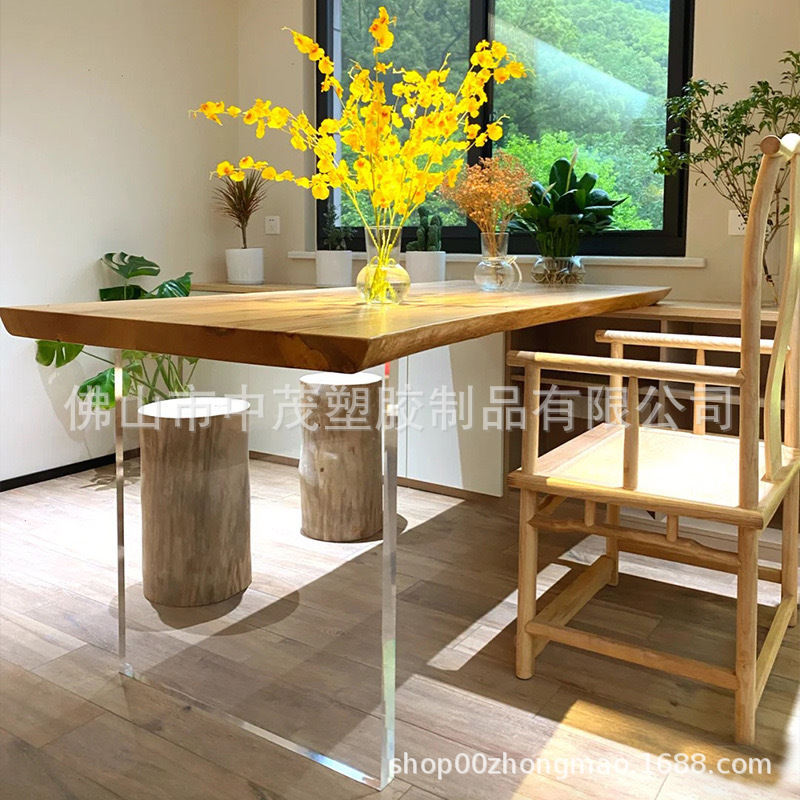 桌脚悬浮椅腿亚克力板支架茶几岛台书桌岩板支撑腿有机玻璃圆柱