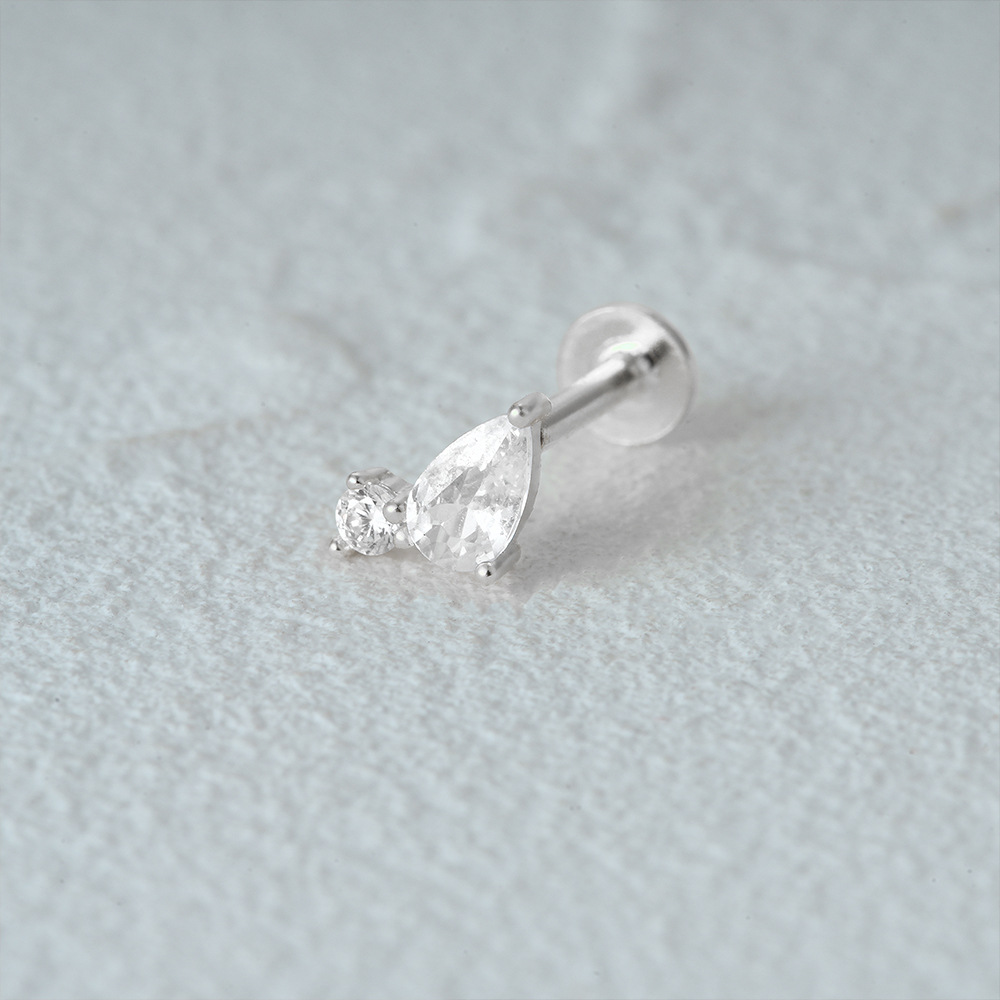 2g Weight Zircon Inlay Material Ear Studs Classification 1 Piece Quantity Daily Occasion 925 Sterling Silver Material Geometric Pattern Women's Gender Plating Design Simple Style Style 1 Piece Ear Cartilage Rings & Studs Simple Style Geometric 925 Sterling Silver Plating Zircon 23
