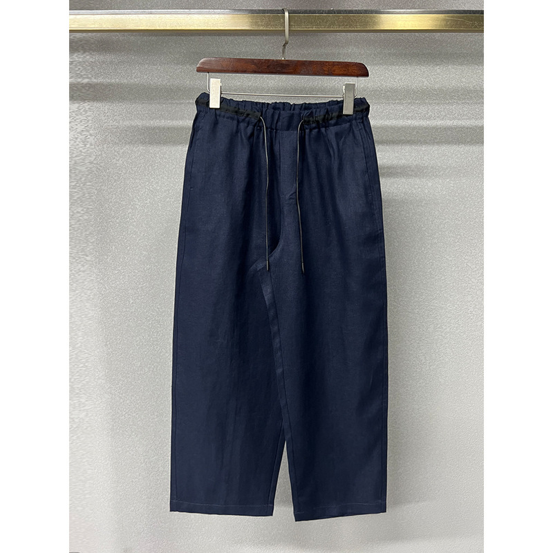 Xinge Petite Cropped Carrot Pants for Women 2025 Summer New Color-Blocked Waist Loose Slimming Linen Casual Pants