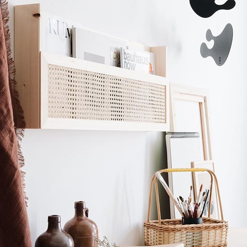 Caja de almacenamiento tejida a mano de estilo japonés, canasta de almacenamiento para colgar en la pared, sala de estar para el hogar, enrutador de periódico, caja de almacenamiento de bloqueo, stock