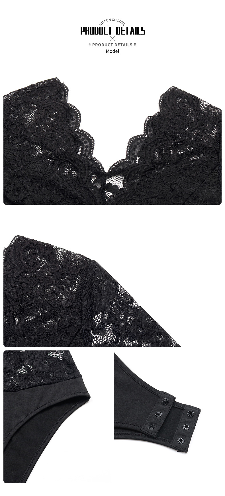 Body intero con scollo a V sexy e popolare in pizzo_voghion.com