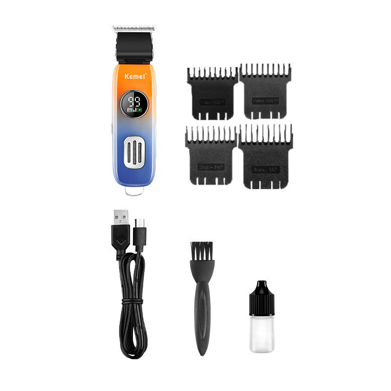 Cortadora de pelo eléctrica pequeña Kemei KM-1837 para peinados y recortes, pantalla digital, totalmente lavable, venta al por mayor.
