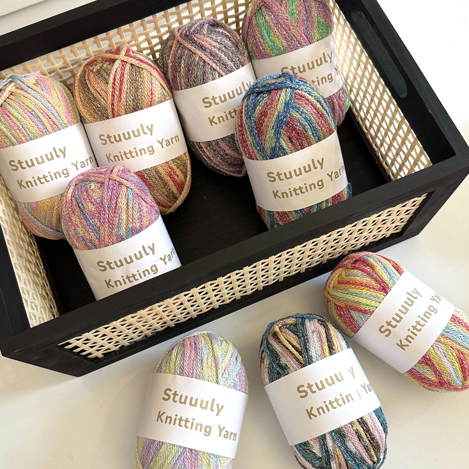 2.5mm Graffiti Line Segment Glitter Dyed Thread Hollow Cotton Starry Sky Flowing Silver Glitter Thread Handmade Crochet Weaving Material Wholesale