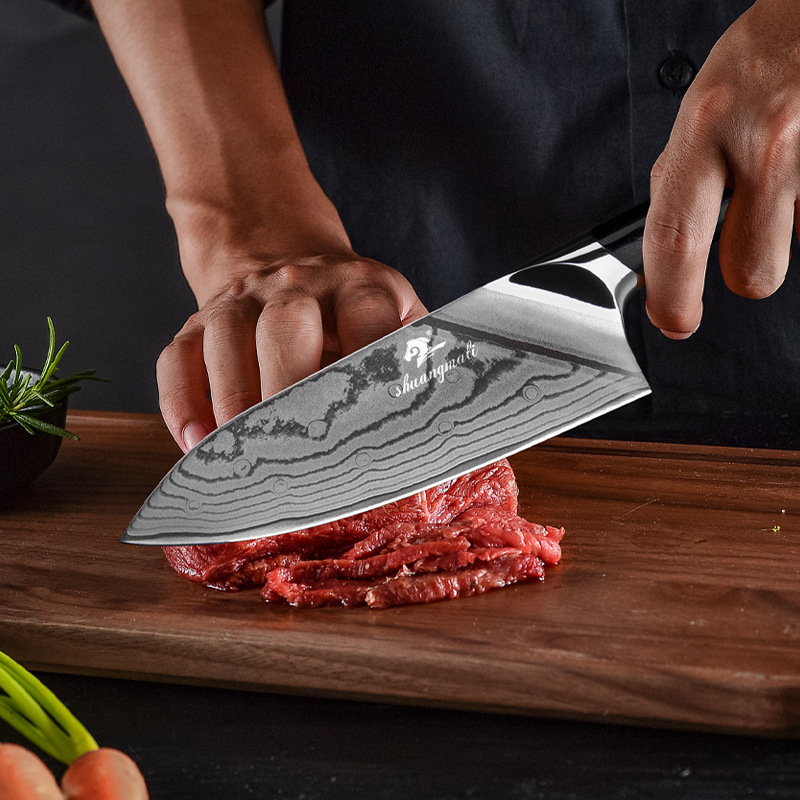 Cuchillo de acero de Damasco 6 pulgadas negro G10 mango cocina Chef cuchillo transfronterizo exclusivo para venta al por mayor