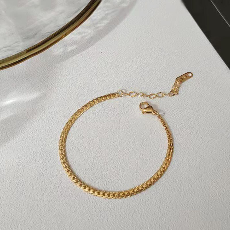 Korean Style Simple Elegant Snake Bone Titanium Steel Bracelet Women's 18k Golden Couple Bracelet Ins Niche Students Internet Celebrity Jewelry