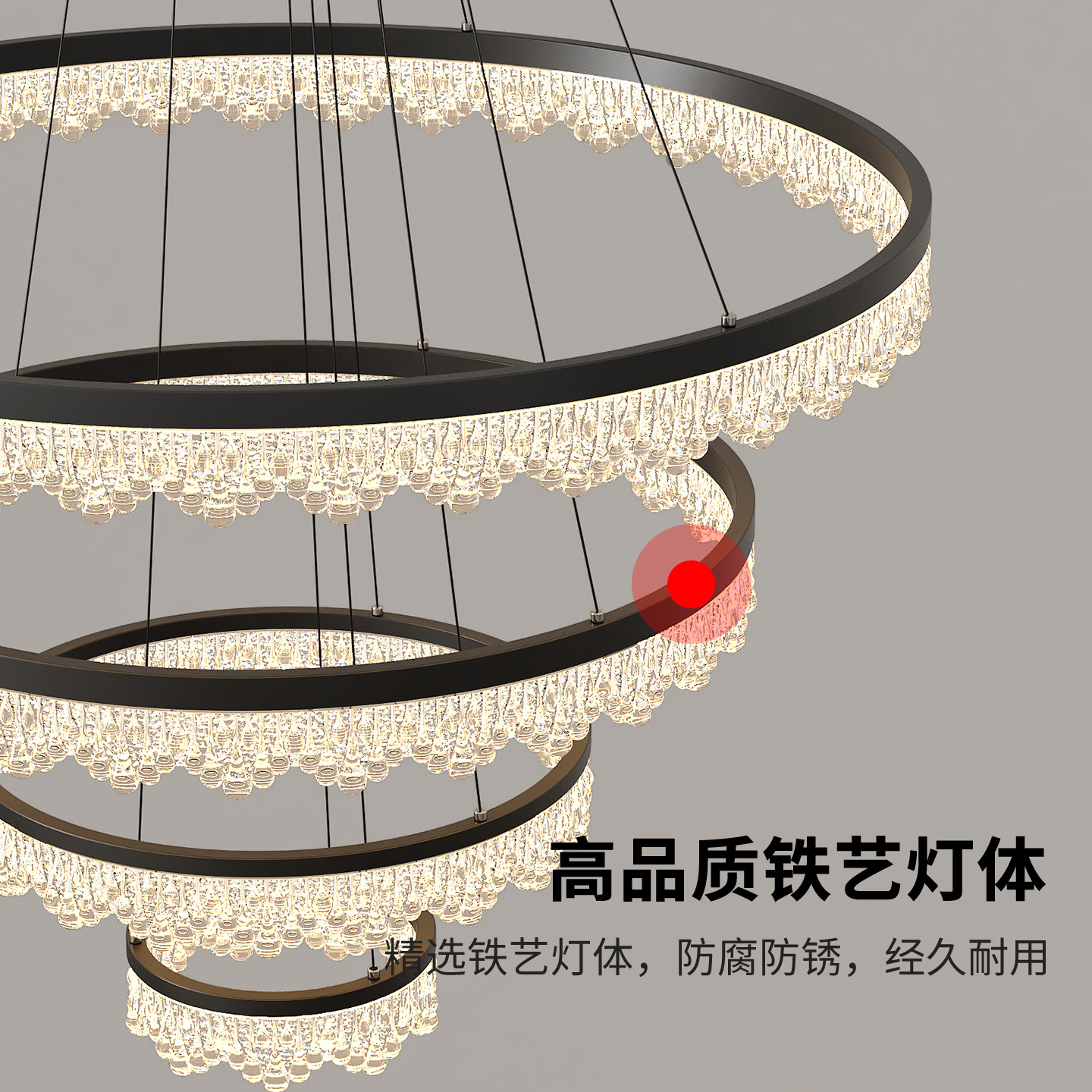 Luz de lujo ligera italiana Villa sala de estar lámpara principal de la atmósfera moderna de protección de ojos de espectro completo lámpara de comedor 293L lámpara de montaña