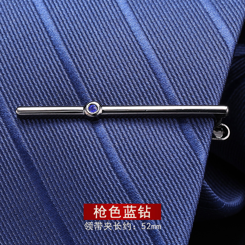 건메탈 블루 다이아몬드 타이 클립