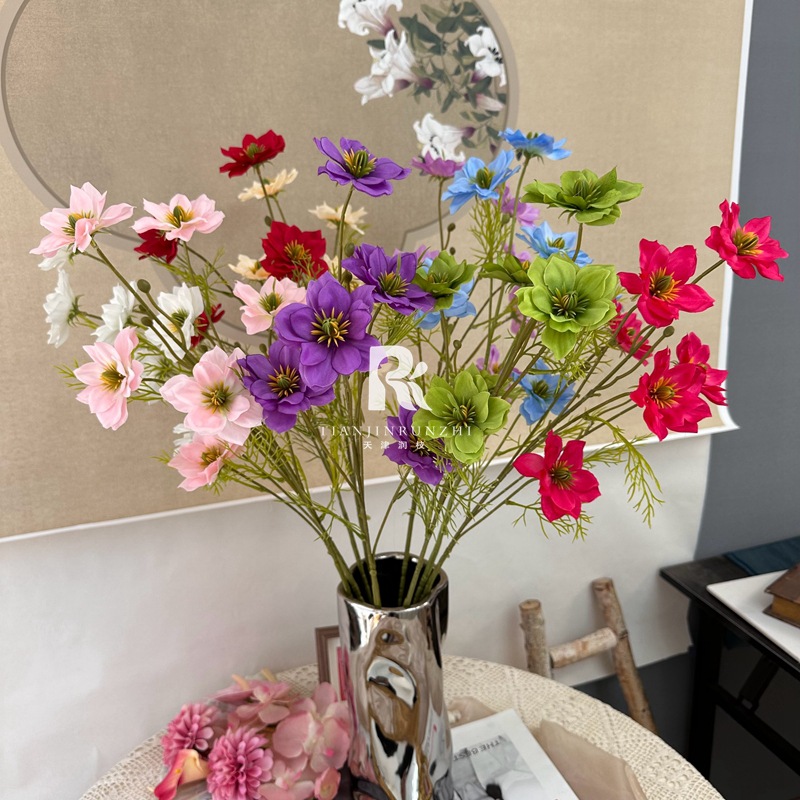 仿真花6頭黑種草婚禮堂軟裝插花新娘手捧花束假花裝飾花婚慶裝飾