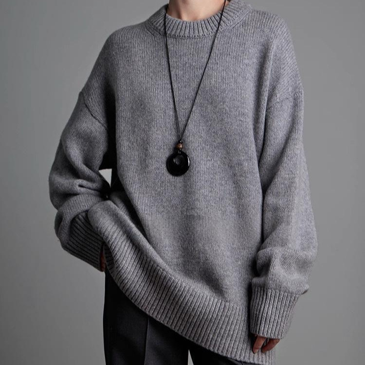 Th* Row Style Heavyweight 650g Merino Wool Sweater with Ribbed Back and Loose Fit for Women