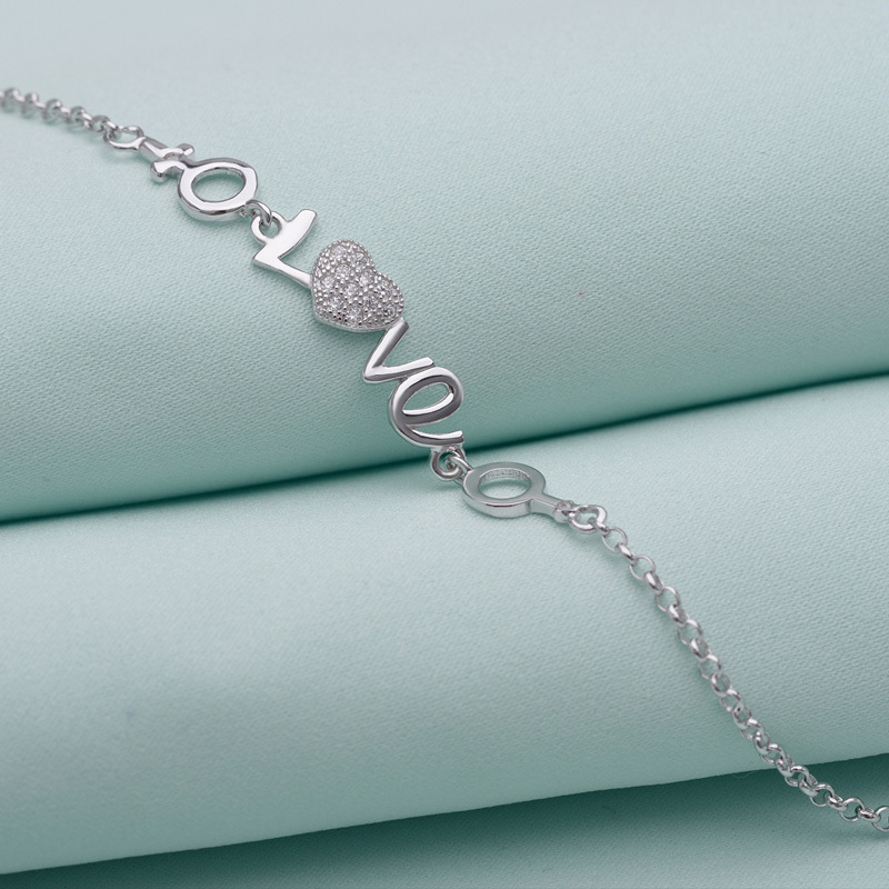 S925 plata esterlina Inglés AMOR pulsera mujer versión coreana simple nicho de diseño pulsera de plata moda joyas de mano versátiles