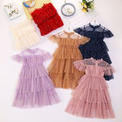 Fairy Dress Star Moon Net Gown Girl Child Dress Children Princess Dress Stylish Dress Korean Fairy Floss Gown
