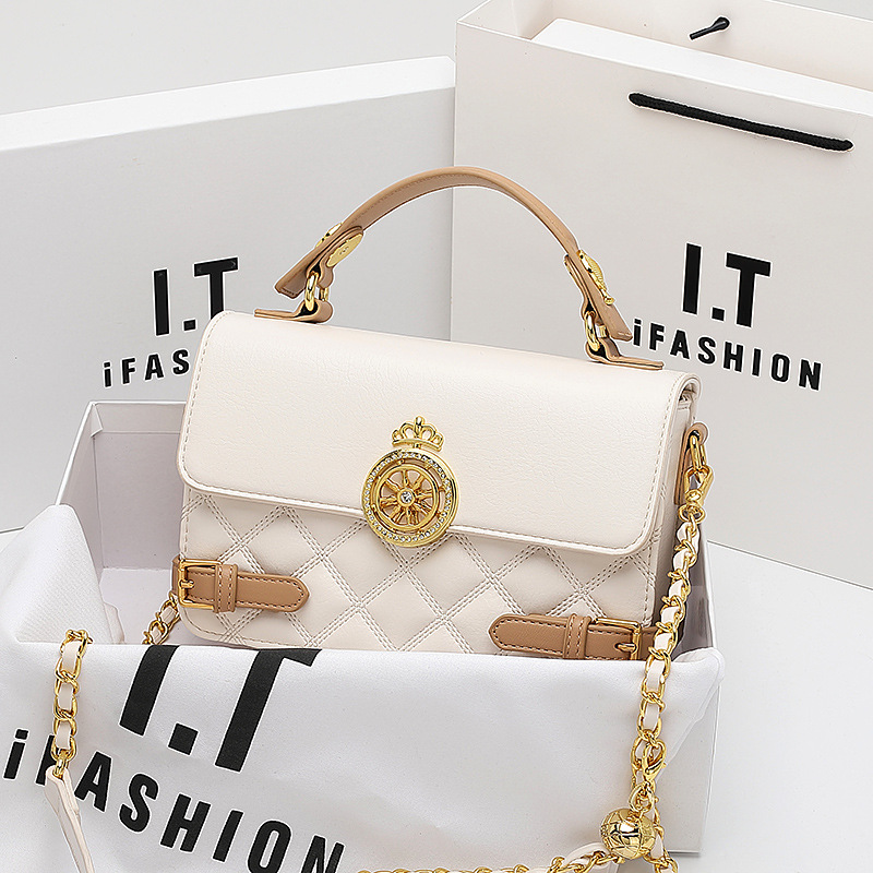 Sensazione avanzata per le donne, vento profumato, nuovo design di nicchia con catena a griglia diamantata, piccola borsa quadrata portatile, singola_voghion.com