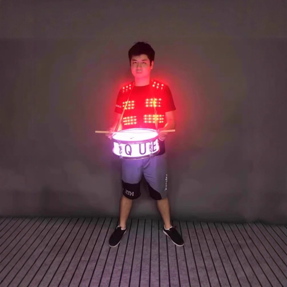 酒吧KTV大鼓商演创意舞台表演LED发光鼓腰鼓打鼓七彩发光马甲服装