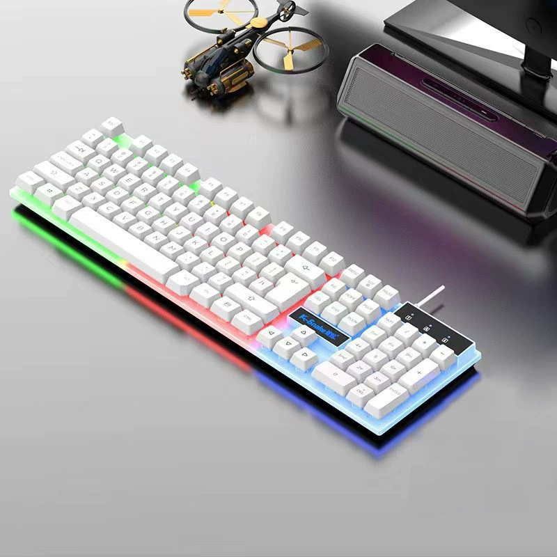 蝰蛇 KM320 wired key mouse set suspended USB orange characters transparent light crack game keyboard mouse kit