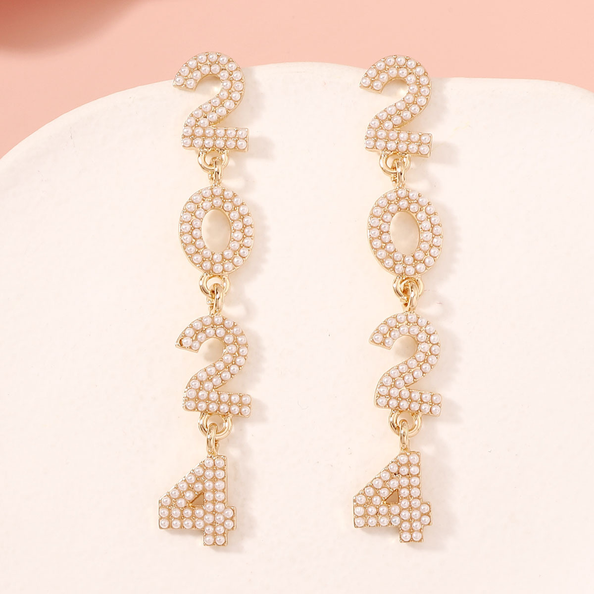 1 Pair Elegant Sweet Number Plating Inlay Zinc Alloy Rhinestones Drop Earrings display picture 5