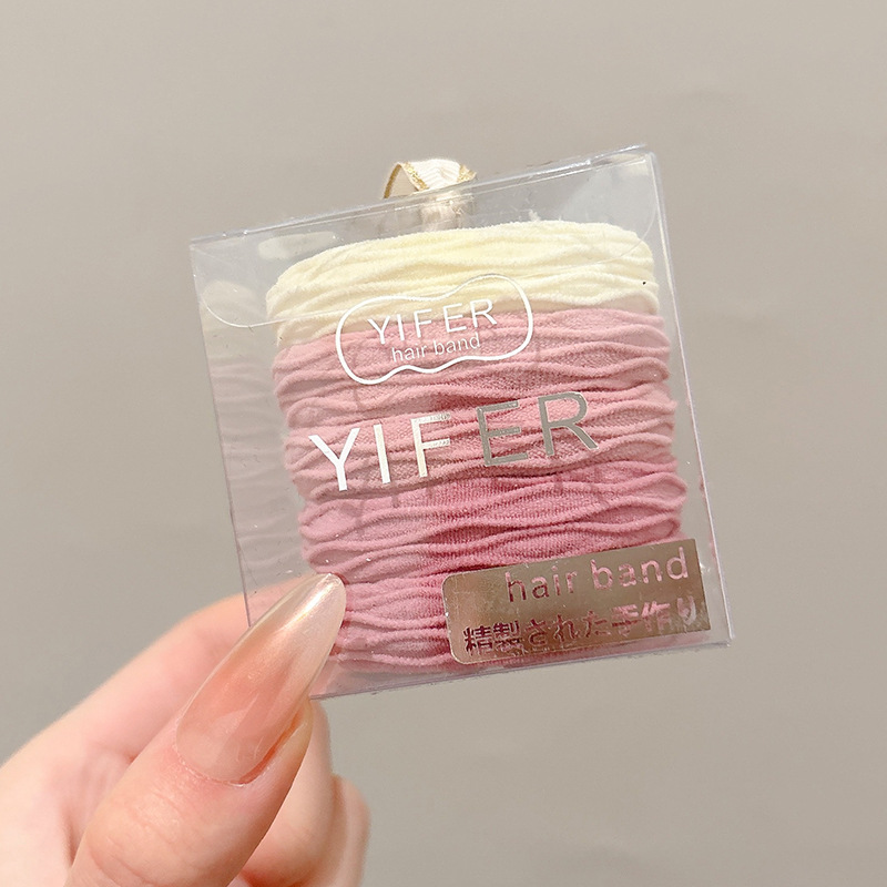 Rosa suave y ceroso sin dañar la cuerda para el cabello para mujer, banda de goma duradera de alta elasticidad, funda de cuero, cuerda para el cabello de cola de caballo alta, lazo para el cabello para niños