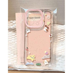 粉框花花小狗适用苹果16proamx手机壳iphone15可爱保护套14粉色13