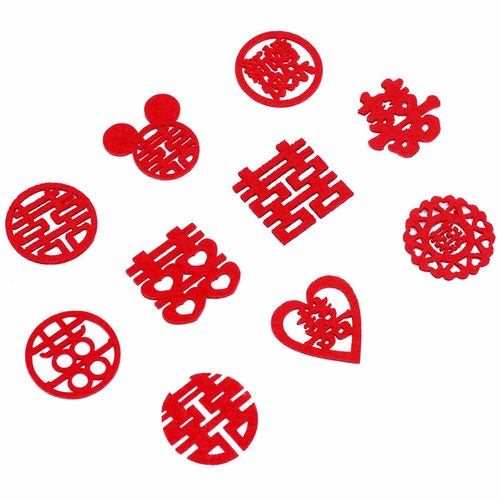 Mini hand-thrown happy words on the wedding bed, wedding room decoration, creative wedding fruit plate, small happy words on the staircase