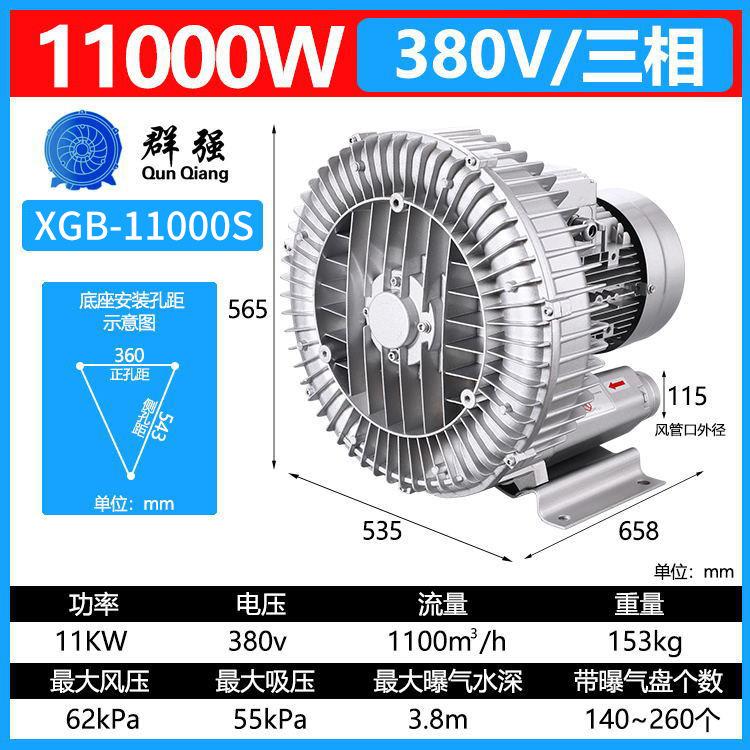 渦送風機工業用ハイパワー 220v 魚池エアレーションエアレーター送風と吸引兼用防爆高圧送風機|undefined