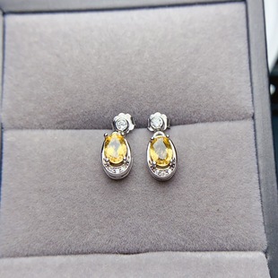 Factory wholesale explosions natural tourmaline earrings S925 silver inlaid main stone 4*6 selling Europe and the United States a generation of hair