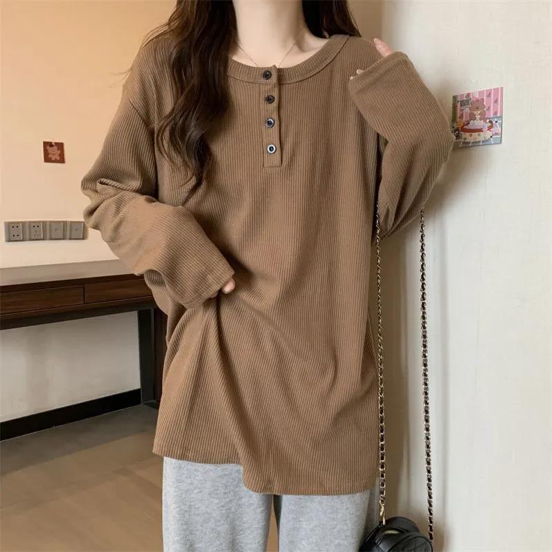 Long-Sleeved Warm T-Shirt Bottoming Shirt for Women Autumn and Winter 2025 New Loose Slimming Look Inner Large Size Mid-Length Top