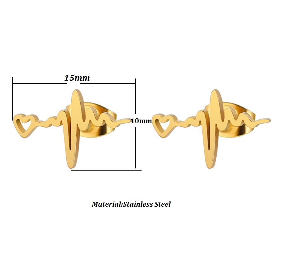 Fashion Electrocardiogram Stainless Steel Ear Studs 1 Pair display picture 5