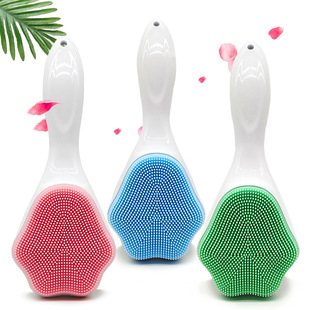 New Upgraded Silicone Brush Head Facial Cleansing Artifact Long Handle Soft Bristles Manual Face Wash Brush Silicone Cat Claw Facial Cleansing Brush