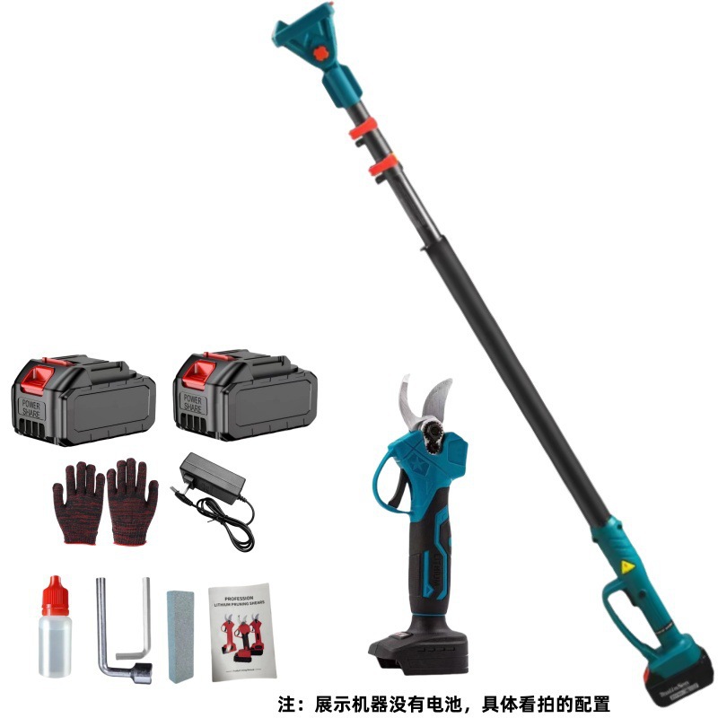 Sierra de cadena eléctrica de litio recargable transfronteriza al aire libre jardín sierra de mano única retráctil tijeras de rama alta conjunto de varilla de sierra de rama alta