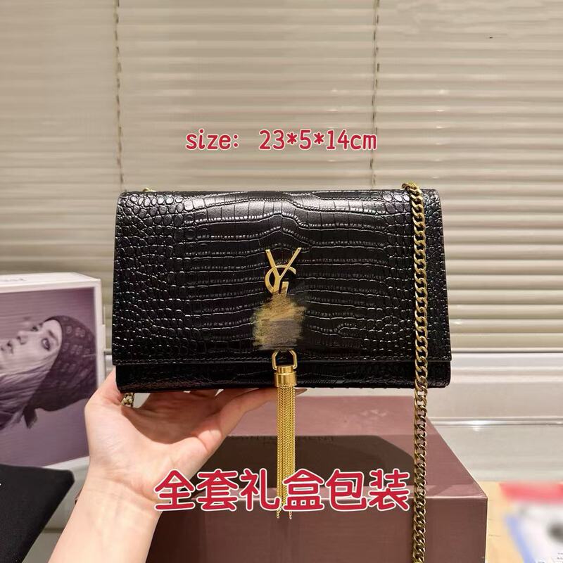Yangshulin Bag Crocodile Leather Shoulder Armpit Bag Summer Popular Small Square Bag High-End Genuine Leather Women's Bag